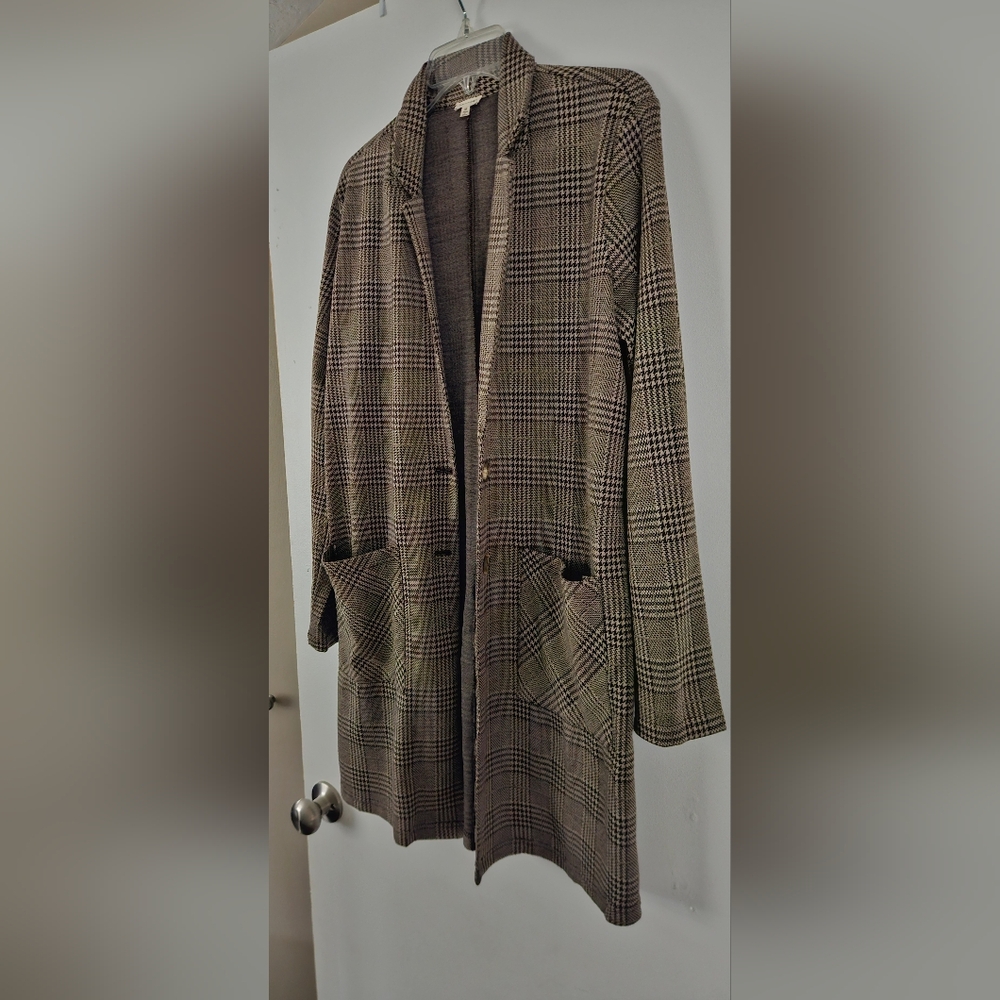En Creme Brown Plaid Blazer